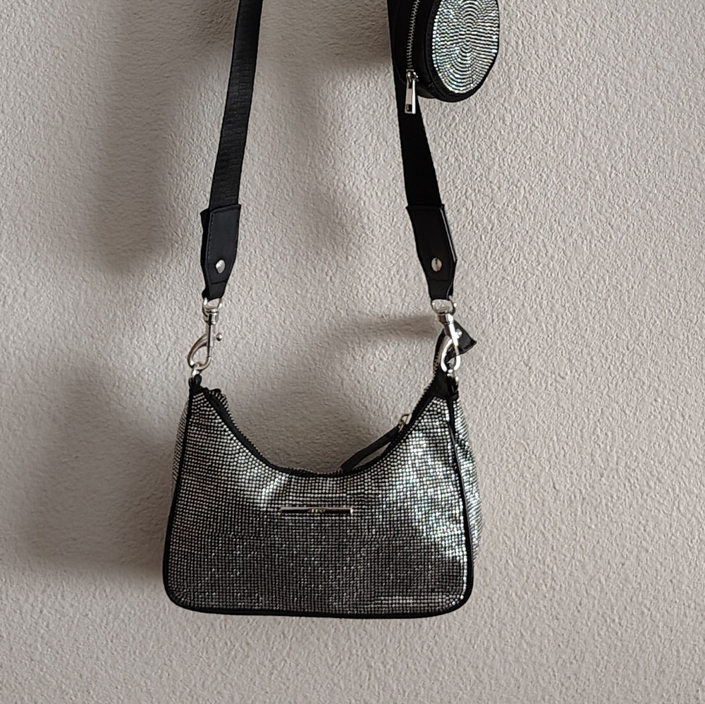 Aldo Black and Silver Crossbody Bag - Picture 8 of 11